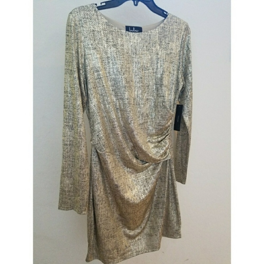 Lulu’s Gold Foil Dress (L) - Picture 3 of 6
